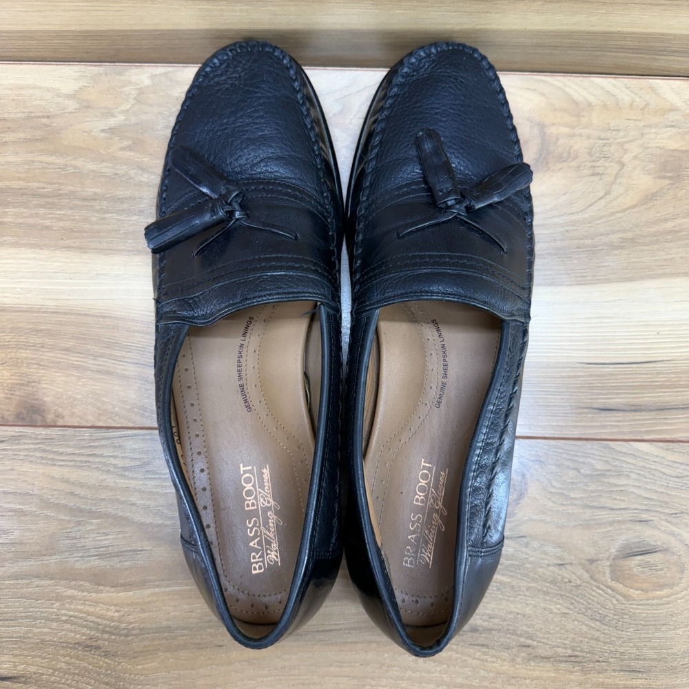 BRASSBOOT Walking Gloves Mens‎ 10.5 M Black Leather Tassel Loafers Dress Shoes - Picture 8 of 11